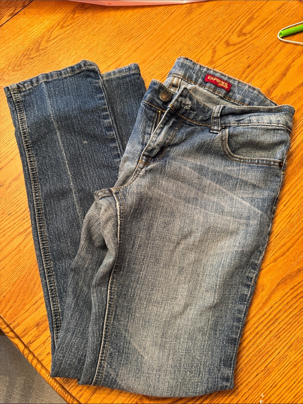 Express Two-Tone Light Blue Denim Jeans